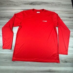 Columbia PFG Omni Shade Red Long Sleeve Performance Fishing UFP Sun Protection L